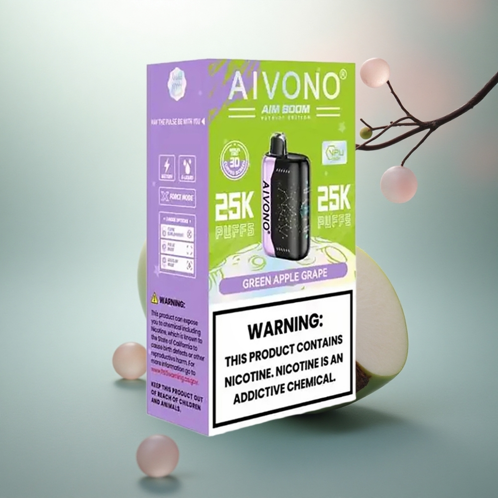 Aivono Aim Boom 25000 Yaşıl Alma Üzümü 650mAh 0% Nikotin
